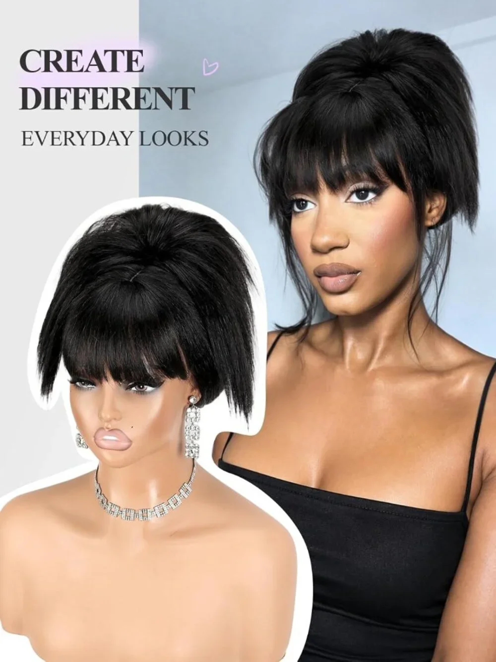 Soft Yaki Straight Wig with Bangs for Black Women - Glueless, Beginner-Friendly